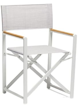 lluofeng Comfortable Portable Aluminum Folding Director's Chair with Armrests - Outdoor for Balcony, Dining, Garden(White)