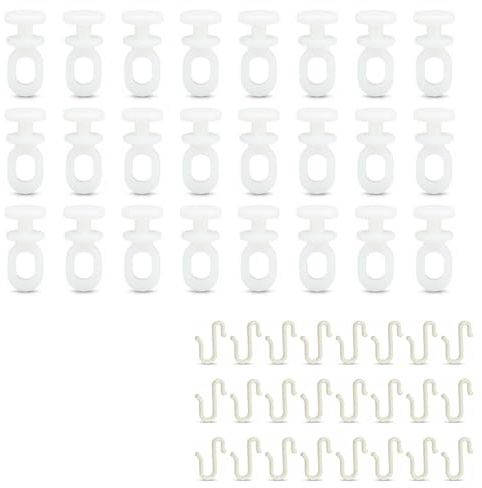 48 PCS Curtain Glider Hooks Set, Flexible S-Shaped Shower Curtain Hooks, Multi-Use Plastic Curtains Track Gliders, Easy Install White Track Rollers for Windows Doors Shower