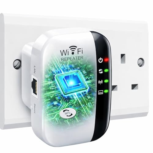 WiFi Booster, WiFi Extender, WiFi Repeater, Covers Up to 4500 Sq.ft and 40 Devices, Internet Booster - with Ethernet Port, Quick Setup, Home Wireless Signal Booste