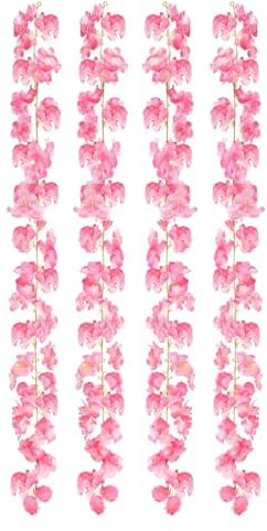 4 Pièces Guirlande Fleurs Artificielles, Guirlandes de Fleurs de Cerisier Artificielles, Fleur de Cerisier Qualité Premium, 1,8 Mètres 135 Têtes Fleurs Guirlande pour Maison Jardin Fêtes Mariage