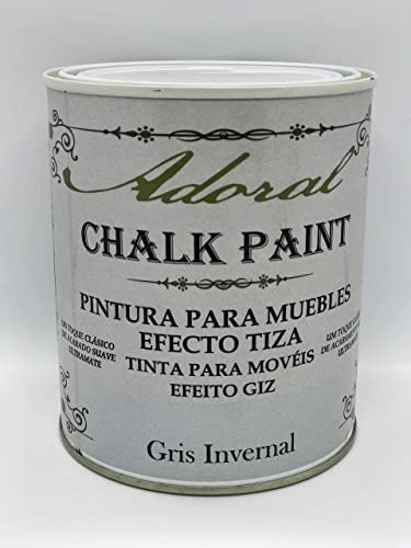 Adoral - Chalk Paint Pintura para muebles Efecto Tiza 750 ml (Gris Invernal)