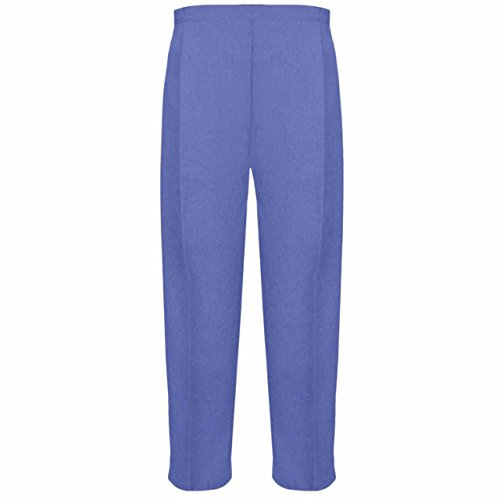 MyShoeStore Pack of 2 Ladies Half Elasticated Trouser Womens Stretch Waist Casual Office Work Formal Pull On Trousers Straight Leg Pants Bottoms with Pockets