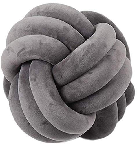 Hava Kolari Knot Kopfkissen Knotenkissen Plüsch Kissen Weiche Geknotetes Kissen Knoten Ball Kissen Dekor Bett Zimmer (20cm,Dunkelgrau)