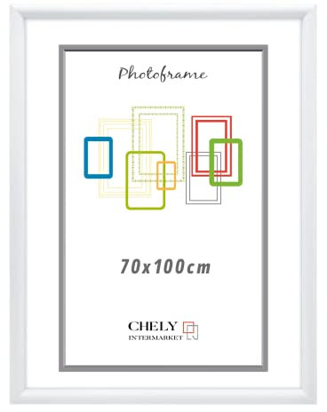 CHELY INTERMARKET MOD316 Marco Fotos PVC Ligero Decorativo Estilo Moderno 70x100cm Ideal Exposición Certificados Menús Carteles Decoración Vertical Horizontal Profesional Color Blanco 1 Unidad