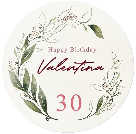 LOOXIS Personalisierter essbarer Torten-Aufleger mit Namen bedruckt – 18 cm Durchmesser, Zuckerbild, Fondant-Papier, versch. Motive – zum Geburtstag - Blumenkranz
