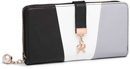 Miss Lulu Geldbörse Damen Mehrfarbig Portemonnaie aus Kunstleder Geldbeutel Lang Portmonee Mehrfarbig