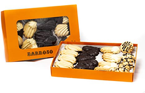 Pastas de Té Artesanas Barroso. Surtido de Pastas de Mantequilla, con Cobertura de Chocolate Blanco y Negro. 35-37 unidades. Peso Neto 520 gramos. No apto para celiacos