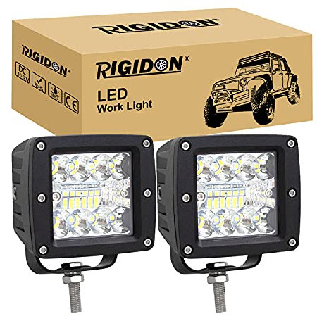RIGIDON 2 Pcs Cube phare de travail led, 3 pouces 42W 12V 24V lampe de travail led, led projecteurs feux de travail pour offroad Voiture camions SUV ATV 4x4 tracteur bateau,6000k feu antibrouillard