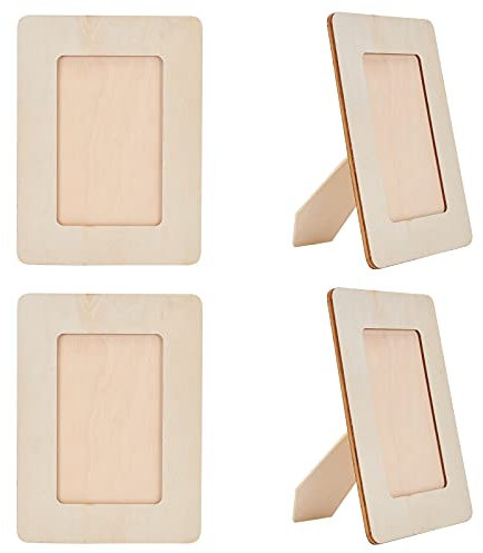 OLYCRAFT 4Stk 19x14cm Hölzerner Bilderrahmen Rechteckige Bastelrahmen Set Bilderrahmen zum Bemalen Naturholz DIY Fotorahmen DIY-Holzbilderrahmen Für Tischdisplay Und Basteln DIY Malprojekte
