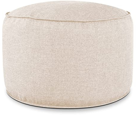 Deshome - Sitzhocker Sitzpouf Pouf rund Ø 80 cm mit abnehmbarem Polster für Innen- und Außenbereich: Sitzpouf Design für Sofa, Wohnzimmer, Schlafzimmer, Sitzhocker, Light Pouf Beige