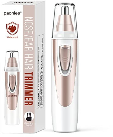 Ear and Nose Hair Trimmer Clipper, 2025 Professional Painless Eyebrow & Facial Hair Trimmer for Men Women, Battery-Operated Trimmer with IPX7 Waterproof, Dual Edge Blades for Easy Cleansing