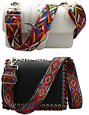 2 st Boho justerbar axelrem för väskor bred 3,8 cm, väska Strap 74-134 cm, bärande rem axelrem axelrem med karbinhake för axelväskor handväskor