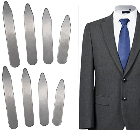 BOBOZHONG Cuello Camisa Ballena,8 Piezas Metal Collar Stays,Palillos de Cuello para camisasVarillas Collar Stays para Hombre Padre Marido Camisa (4 Tallas)