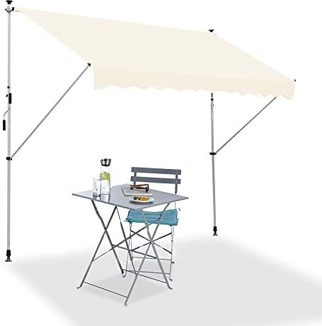 REALN Markise Balkon ohne Bohren, Balkon Markise, Markise Wasserdicht, Gartenmarkisen mit Handkurbel (Color : Wit, Size : 78.7in/2m)