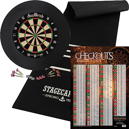 Stagecaptain DBS-1715C Bullseye Champion Dartscheibe Home Set, Stärke: 3 | Dartscheibe aus Sisal, Drehbarer Nummernring, Material Scheibe: Sisal, Super deutlich lesbare Nummerierung, 5 cm, 8 mm, 5 kg