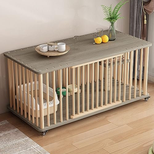 XIAOZHUANGXIONG Katzenkäfig XXL Indoor, Umweltschutz-Massivholz Der Güteklasse E1, Kaninchenstall mit Räder und Sisalplattform, Großes Panorama-Sichtfeld (Color : Gray, Size : 1 Layer)