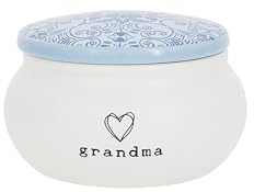 Pavilion Gift Company - Grandma 3.5” Stoneware Keepsake Box, Heart Jewelry Box, Desktop Ring Holder, Butterfly Gifts, Valentine Gift, Mothers Day Gifts, Catch All Tray