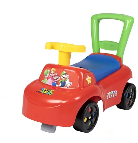 Smoby - Super Mario - Auto cavalcabile - Telaio ergonomico - Freni antiribaltamento - Volante - Funzione cavalcabile - dai 10 Mesi - Prodotto in Francia