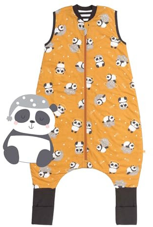 schlummersack Schlafsack mit Füßen Sommer 110 cm 1 Tog dünn Panda | Kinder Schlafsack mit Beinen und verlängerten Bündchen für eine Körpergröße 110-120cm Füßen 1 Tog