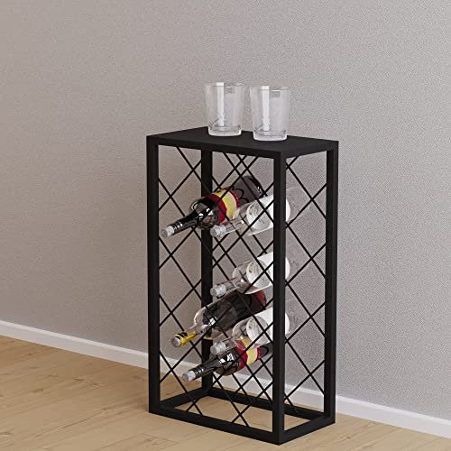 [en.casa] Weinregal Amasia 74x45x22 cm Schwarz Flaschenregal aus Metall Flaschenhalter Getränkeregal robuster Weinhalter für Bar, Weinkeller