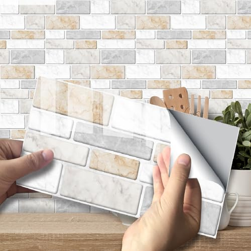 Neukids 27pcs Off-White Marble Kitchen Bathroom Tile Stickers self Adhesive