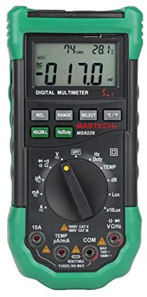 MS8229 5-in-1-Digitalmultimeter mit automatischer Reichweite, Multifunktions-Lux-Schallpegel-Temperatur-Feuchtigkeits-Tester