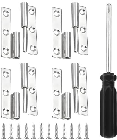 4 Stück Edelstahl Scharniere 62mm × 35mm Scharniere Klappbar Scharnierband 304 Edelstahl Scharniere Abnehmbare Türscharniere mit Schrauben Schraubendreher für linksöffnende Schränke Holzkisten etc.