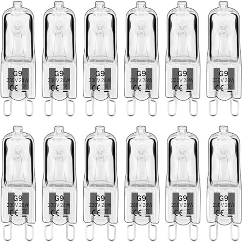 Hope lamps G9 Halogen-Perlen, 220 V, 18 W, für Backofen, Tischlampe, Wandleuchte, Kristallstift-Birne (12 Stück), 18 W, Warmweiß