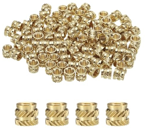 QUARKZMAN 50Pcs Insertos Roscados de Latón M6*7mm, OD 8mm Tuercas Roscadas de Latón de Ajuste Térmico, Tuerca de Inserción para Piezas de Impresora 3D