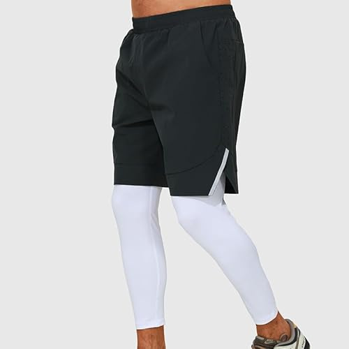 Lay U Home Entrenamiento de Yoga ejecución de los Pantalones de los Hombres de los Deportes al Aire Falso de Dos Piezas Pantalones de Fitness Deportes Polainas
