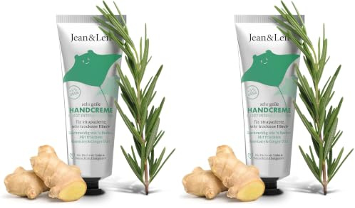 Jean & Len Sehr geile Handcreme Rosemary & Ginger, mit Urea, Handpflege für trockene und rissige Hände, spendet Feuchtigkeit und pflegt intensiv, ohne Parabene und Silikone, Tube, 75 ml