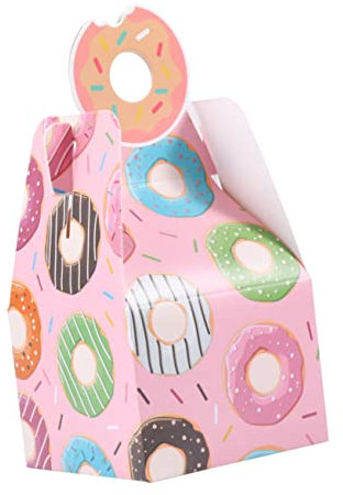 SECFOU 1satz Papierbox Mit Schönem Donut-druck Für Hochzeiten Partys Und Aufbewahrung Für Süßigkeiten Kekse Und Kleine Rosafarbene Donuts