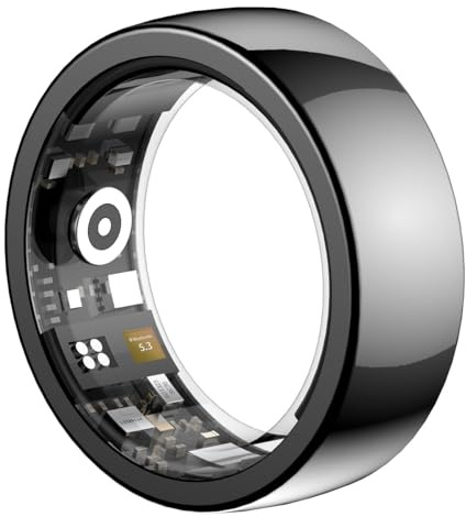 RIVERSONG Smartring Trinity Nero Taglia 10 – Anello Smart Uomo Donna – Anello Smart Nano-Ceramica Compatibile con Android iOS - Ring Smart Battito Cardiaco Contapassi - Anello Fitness Impermeabil IP68