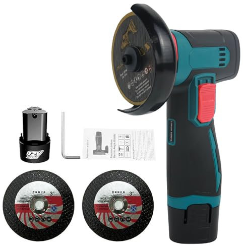 Mini amoladora angular de 12 V, diámetro de la hoja de pulido de 3 /76 mm, 19500 rpm, amoladora angular inalámbrica de 1/2 baterías de 1300 mAh para cortar, molienda, pulido (1 batería)