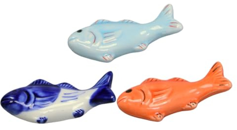 Cabilock Soportes para Palillos de Cerámica Diseño Adorable Forma de Pez, 3 Piezas Fácil Colocación y Limpieza para Fiestas y Cocina
