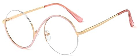 AOOLIA Blaulichtfilter Brille Damen & Herren, Computerbrillen ohne Stärke | Runde Rahmen Blue Light Glasses Asymmetrisches, Modebrillen Transparent