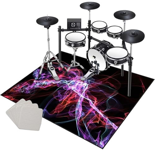 Drum Teppich 200 x 160 cm Schlagzeugteppich rutschfest Schalldicht Drum Teppich Matte für Innen und Außen Elektronisch Schlagzeug Teppich Schallschutz Akustik Teppich Musikinstrumente Bodenmatte