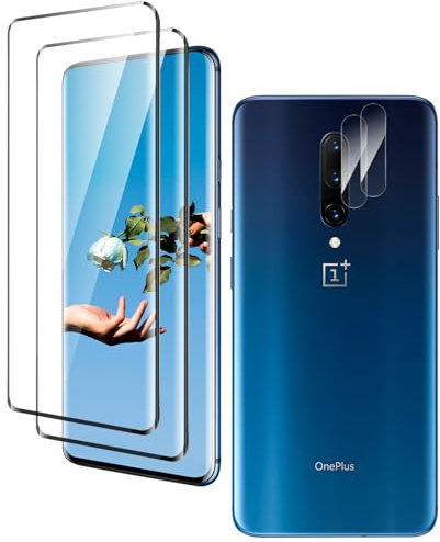 uShield Protector Pantalla Completa para OnePlus 7 Pro/ 7T Pro Cristal Templado, Vidrio Cristal Templado [De Punta a Punta] [Sin Burbujas] [Anti-Scratch] [Sensible al Tacto] 2+2 Piezas
