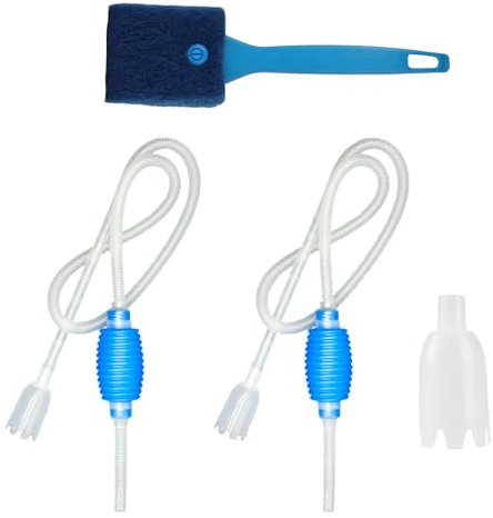 2 Pcs Aquarium Syphon Pump, 55 Fish Tank Cleaner Vacuum Syphon Pump Siphon, Hand Aquarium Gravel Cleaner Vacuum Siphon for Daily Water Changing Filter Sand Fish Tank Cleaning Kit, with Brush