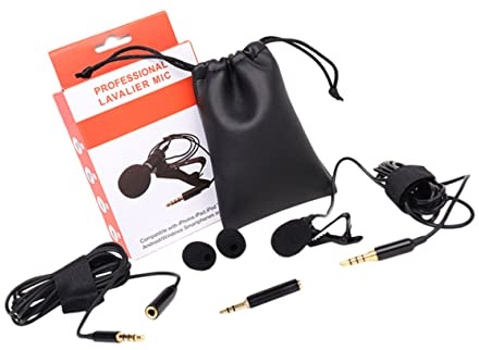 Toyvian 7pcs Mini Lavalier Lapel Microphone Set Condenser Clip-on Mic Portable Recording Microphone for Conference, Interview, and Video Streaming