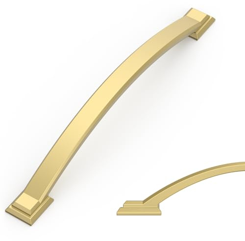 Amerdeco 10 Stück Möbelgriffe Gold 160mm Lochabstand, Zinklegierung Schubladengriffe & Schrankgriffe für Küchenschränke & Kleiderschränke UK0081