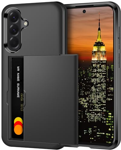 Coolden for Samsung A56 5G Phone Case with Card Holder Wallet Cover Black | Shockproof Heavy Duty Protective, Hard PC Back Soft TPU Bumper Card Slot Wallet Cover for Samsung Galaxy A56 5G Phone Case