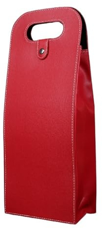 LNNXSZ GeschenktüTen Flaschen 1Pcs Wein Verpackung Tasche Box Doppel Leder Verpackung Box Klapp Tragbare Champagner Flasche Griff Fenster Tasche Verpackung Boxen Handtasche(2plain Red)