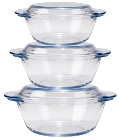 pantrytine Rund Auflaufform Glas Set of 3, Transparente