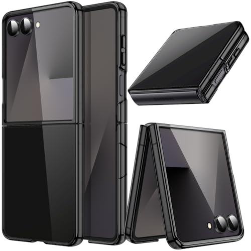 JETech Skal för Samsung Galaxy Z Flip 7 2025, Kristall Genomskinlig Hård PC Fodral, Anti-Skrapa Stötsäker Smal Skyddande Telefon Case (Svart)