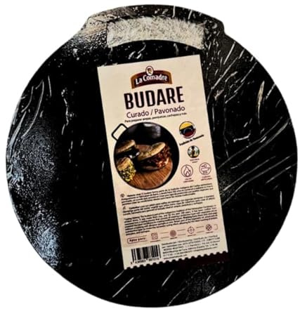 Mándalo Market Budare Curado Artesanal 28cm, Compatible con Inducción, Vitrocerámica, Gas y Parrilla, Antiadherente para Arepas, Panquecas, Cachapas