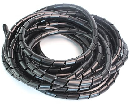 Manguito flexible en espiral para la gestión de ca Manguitos de cable en espiral, tubos protectores ignífugos, varios tamaños, blanco y negro(Black,30MM x 1.5 meter)