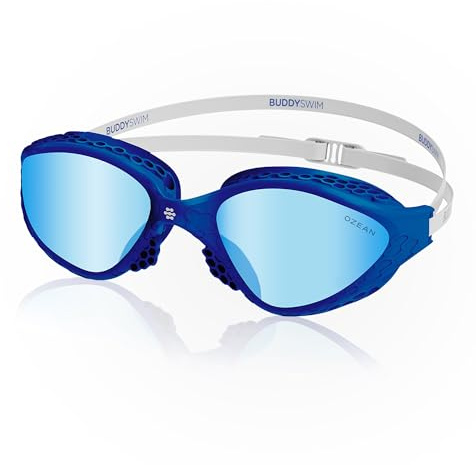 BUDDYSWIM Occhiali da nuoto Ozean, antiappannamento con Visione Periferica. Protezione UV400. Vestibilità comoda per nuotare in piscina e nel mare. Occhialini nuoto uomo e donna per acque libere