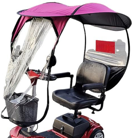 Mobility Scooter Canopy Rain Cover Electric Scooter Umbrella Waterproof Accessories Foldable for Outside Storage Heavy Duty Motorcycle Covers (Pink)