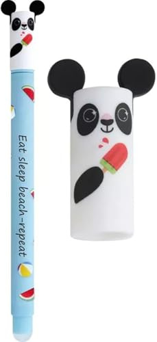 Eberhard Faber Gelschreiber „Animal Erase it!“ Sommer-Edition | radierbarer Gelstift mit Tiermotiv Panda | Strichstärke 0,7 mm | Soft-Touch | nachfüllbar | blaue Schreibfarbe | ideal für Schule